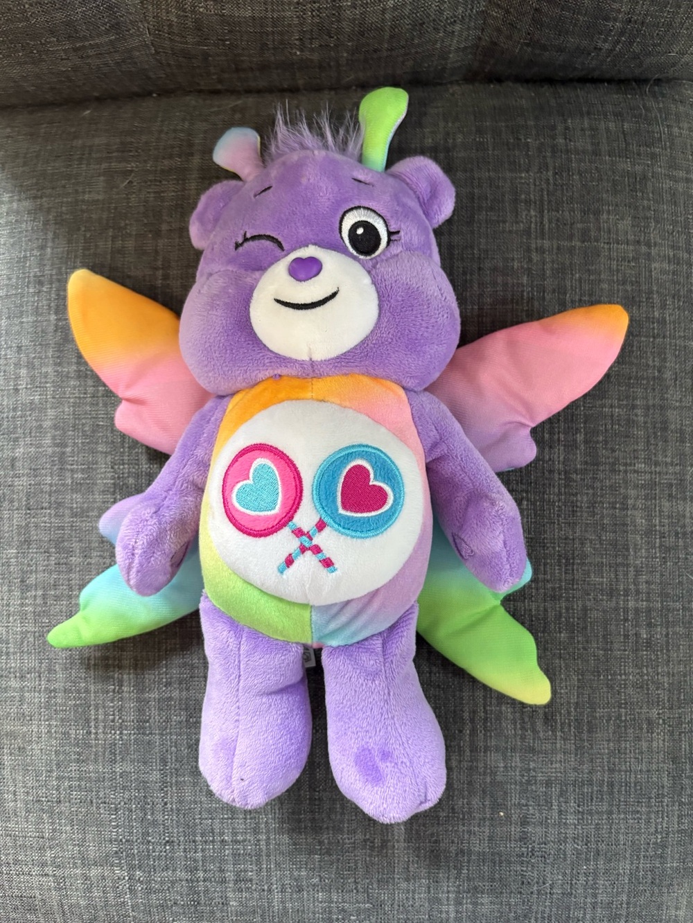 Care Bears Purple Plush with Rainbow Winged Heart-Belly